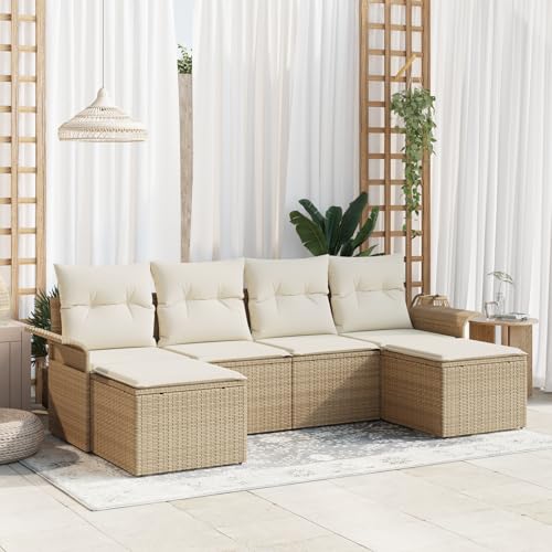 ZQQLVOO 6-teiliges Garten Sofaset mit Kissen Beige Poly Rattan 使用逗号” for 室内 ZQQLVOO 6-teiliges Garten Sofaset mit Kissen Beige Poly Rattan 使用逗号” for 室内 von ZQQLVOO