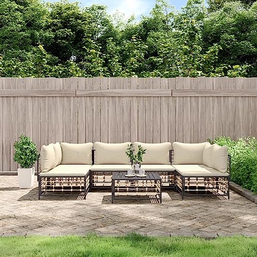 ZQQLVOO 7-TLG. Garten-Lounge-Set mit Kissen Anthrazit Poly Rattan 使用逗号” for 办公室 ZQQLVOO 7-TLG. Garten-Lounge-Set mit Kissen Anthrazit Poly Rattan 使用逗号” for 办公室 von ZQQLVOO