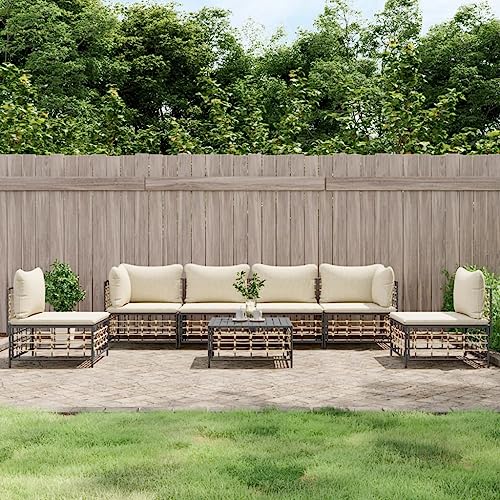ZQQLVOO 7-TLG. Garten-Lounge-Set mit Kissen Anthrazit Poly Rattan “区分 for 室内 ZQQLVOO 7-TLG. Garten-Lounge-Set mit Kissen Anthrazit Poly Rattan “区分 for 室内 von ZQQLVOO