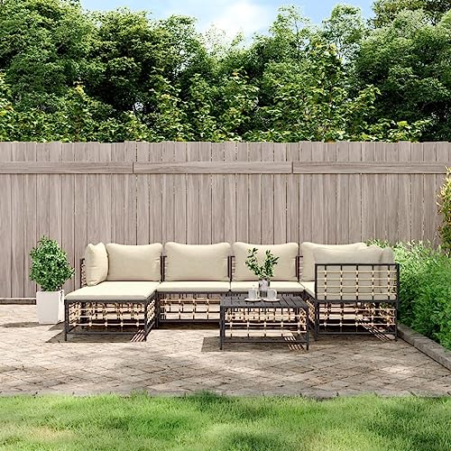 ZQQLVOO 7-TLG. Garten-Lounge-Set mit Kissen Anthrazit Poly Rattan 使用逗号” for 卧室 ZQQLVOO 7-TLG. Garten-Lounge-Set mit Kissen Anthrazit Poly Rattan 使用逗号” for 卧室 von ZQQLVOO