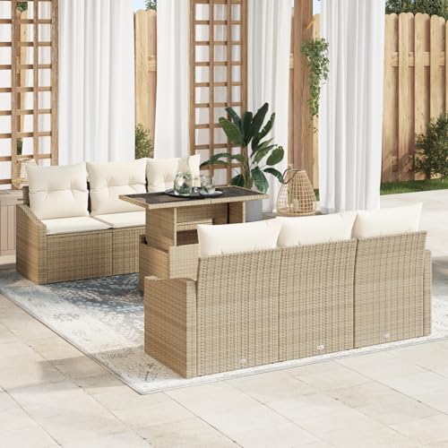 ZQQLVOO 7-TLG. Garten-Sofagarnitur mit Kissen Beige Poly Rattan 使用逗号” for 室外 ZQQLVOO 7-TLG. Garten-Sofagarnitur mit Kissen Beige Poly Rattan 使用逗号” for 室外 von ZQQLVOO