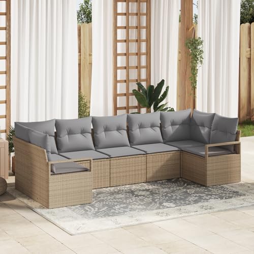 ZQQLVOO 7-TLG. Garten-Sofagarnitur mit Kissen Beige Poly Rattan 使用逗号” for 室外 ZQQLVOO 7-TLG. Garten-Sofagarnitur mit Kissen Beige Poly Rattan 使用逗号” for 室外 von ZQQLVOO