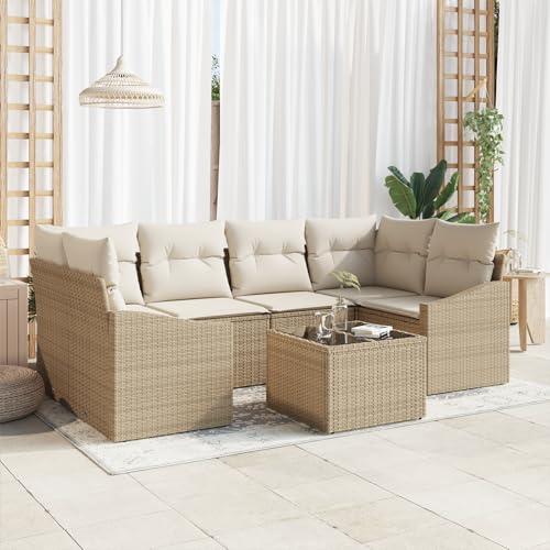 ZQQLVOO 7-TLG. Garten-Sofagarnitur mit Kissen Beige Poly Rattan 使用逗号” for 卧室 ZQQLVOO 7-TLG. Garten-Sofagarnitur mit Kissen Beige Poly Rattan 使用逗号” for 卧室 von ZQQLVOO
