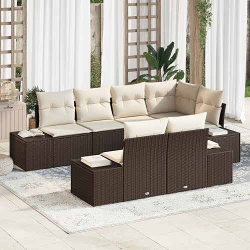 ZQQLVOO 7-TLG. Garten-Sofagarnitur mit Kissen Braun Poly Rattan “区分 for 室外 ZQQLVOO 7-TLG. Garten-Sofagarnitur mit Kissen Braun Poly Rattan “区分 for 室外 von ZQQLVOO