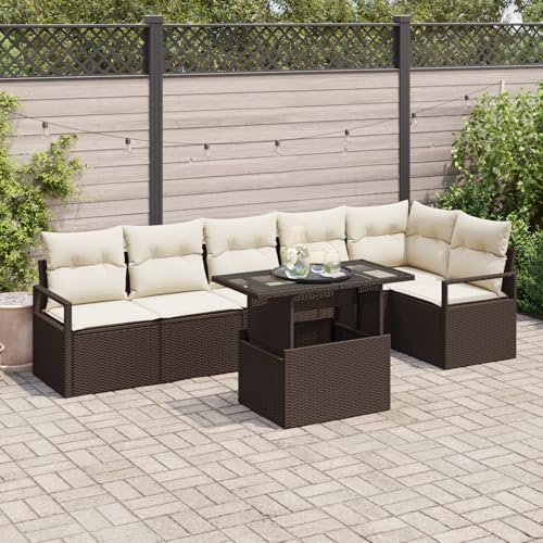 ZQQLVOO 7-TLG. Garten-Sofagarnitur mit Kissen Braun Poly Rattan “区分 for 室内 ZQQLVOO 7-TLG. Garten-Sofagarnitur mit Kissen Braun Poly Rattan “区分 for 室内 von ZQQLVOO