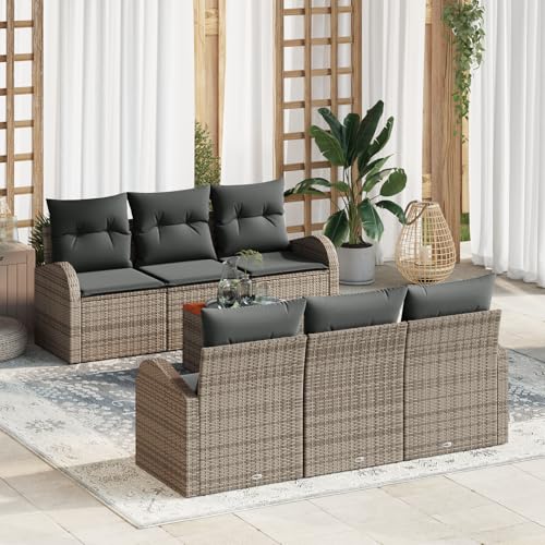 ZQQLVOO 7-TLG. Garten-Sofagarnitur mit Kissen Grau Poly Rattan Akazie “区分 for 办公室 ZQQLVOO 7-TLG. Garten-Sofagarnitur mit Kissen Grau Poly Rattan Akazie “区分 for 办公室 von ZQQLVOO