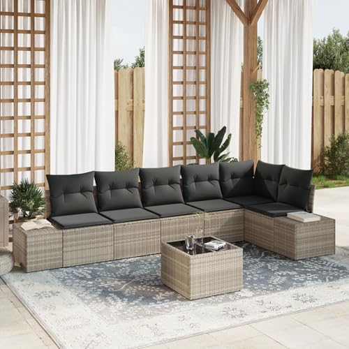 ZQQLVOO 7-TLG. Garten-Sofagarnitur mit Kissen Grau Poly Rattan 使用逗号” for 室外 ZQQLVOO 7-TLG. Garten-Sofagarnitur mit Kissen Grau Poly Rattan 使用逗号” for 室外 von ZQQLVOO