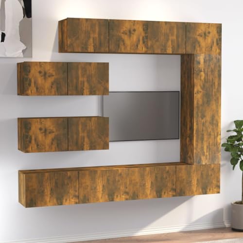 ZQQLVOO 7-TLG. TV-Schrank-Set Räuchereiche Holzwerkstoff tv Board Fernseher kommode hängeschrank Fernsehschrank ZQQLVOO 7-TLG. TV-Schrank-Set Räuchereiche Holzwerkstoff tv Board Fernseher kommode hängeschrank Fernsehschrank von ZQQLVOO
