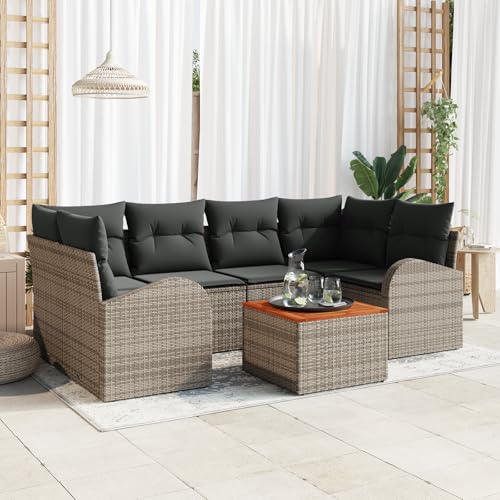 ZQQLVOO 7-teilige Garten-Sofa-Garnitur mit Kissen Grau Poly Rattan Akazie “区分 for 卧室 ZQQLVOO 7-teilige Garten-Sofa-Garnitur mit Kissen Grau Poly Rattan Akazie “区分 for 卧室 von ZQQLVOO