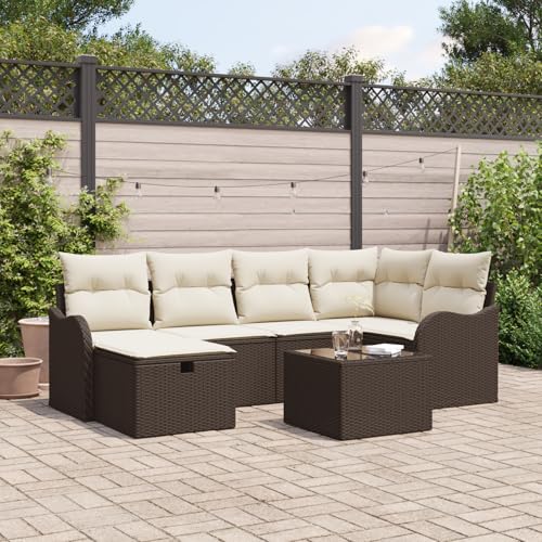 ZQQLVOO 7-teiliges Garten Sofa Set mit Kissen Braun Poly Rattan 使用逗号” for 卧室 ZQQLVOO 7-teiliges Garten Sofa Set mit Kissen Braun Poly Rattan 使用逗号” for 卧室 von ZQQLVOO