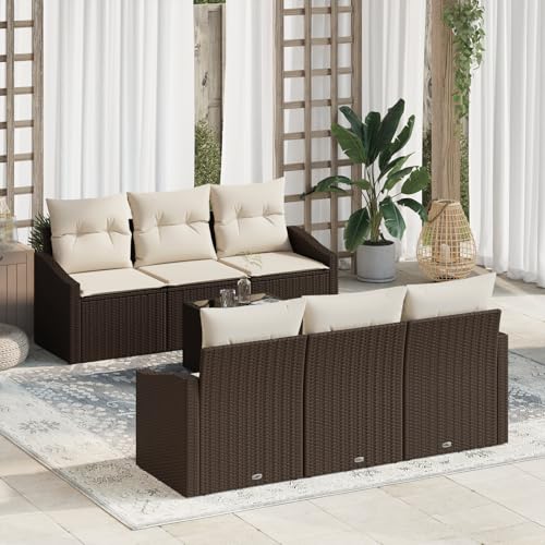 ZQQLVOO 7-teiliges Garten-Sofa-Set mit Kissen Braun Poly-Rattan 使用逗号” for 室外 ZQQLVOO 7-teiliges Garten-Sofa-Set mit Kissen Braun Poly-Rattan 使用逗号” for 室外 von ZQQLVOO