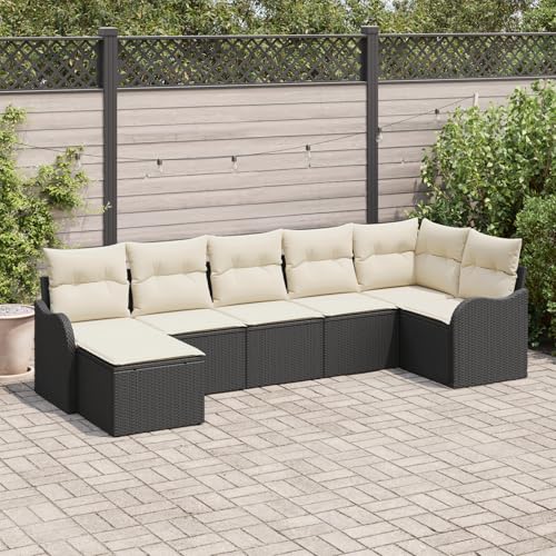 ZQQLVOO 7-teiliges Garten-Sofa-Set mit Kissen Schwarz Poly-Rattan 使用逗号” for 室内 ZQQLVOO 7-teiliges Garten-Sofa-Set mit Kissen Schwarz Poly-Rattan 使用逗号” for 室内 von ZQQLVOO