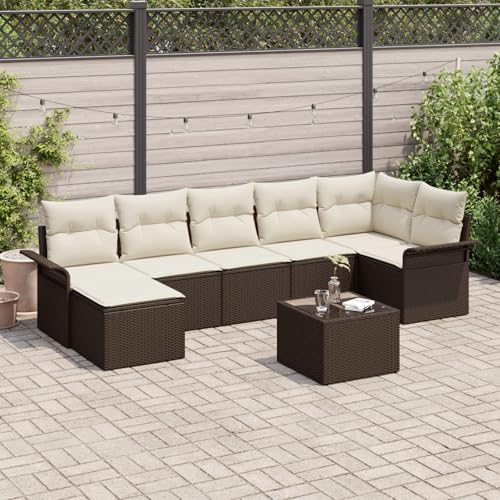 ZQQLVOO 7-teiliges Garten-Sofa-Set mit Kissen in Grau Poly Rattan “区分 for 卧室 von ZQQLVOO