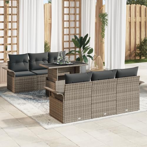 ZQQLVOO 7-teiliges Garten-Sofaset Grau mit Kissen aus Poly-Rattan “区分 for 办公室 ZQQLVOO 7-teiliges Garten-Sofaset Grau mit Kissen aus Poly-Rattan “区分 for 办公室 von ZQQLVOO