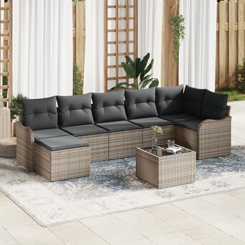 ZQQLVOO 7-teiliges Garten Sofaset mit Kissen Schwarzes Poly Rattan “区分 for 室外 von ZQQLVOO