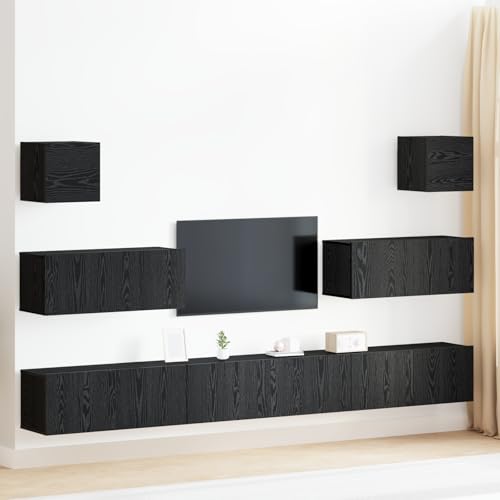 ZQQLVOO 7-teiliges TV-Schranksystem - Wandmontage, Schwarze Eiche, Material tv Cabinet kommode HiFi Rack tv ständer ZQQLVOO 7-teiliges TV-Schranksystem - Wandmontage, Schwarze Eiche, Material tv Cabinet kommode HiFi Rack tv ständer von ZQQLVOO