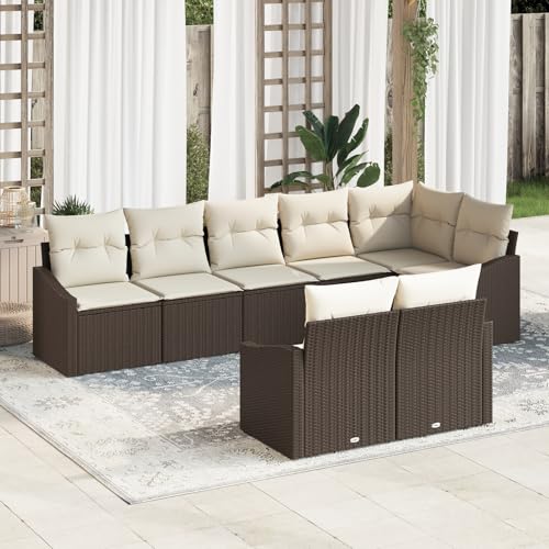 ZQQLVOO 8-TLG. Garten-Essgruppe mit Kissen Braun Poly Rattan 使用逗号” for 室外 von ZQQLVOO