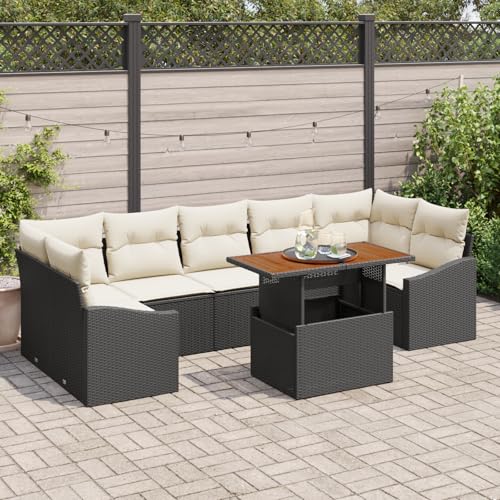 ZQQLVOO 8-TLG. Garten-Essgruppe mit Kissen Schwarz Poly Rattan Akazie “区分 for 室内 ZQQLVOO 8-TLG. Garten-Essgruppe mit Kissen Schwarz Poly Rattan Akazie “区分 for 室内 von ZQQLVOO