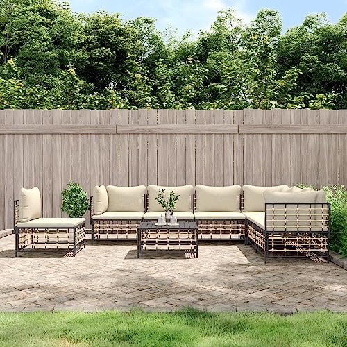 ZQQLVOO 8-TLG. Garten-Lounge-Set mit Kissen Anthrazit Poly Rattan 使用逗号” for 室外 ZQQLVOO 8-TLG. Garten-Lounge-Set mit Kissen Anthrazit Poly Rattan 使用逗号” for 室外 von ZQQLVOO