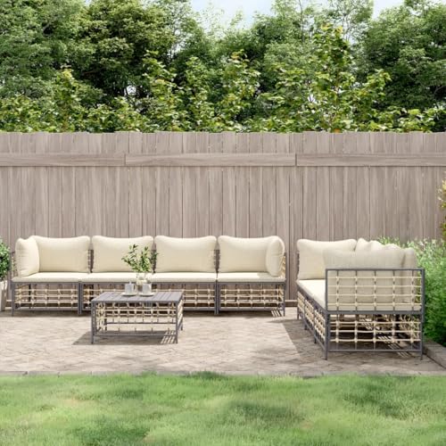 ZQQLVOO 8-TLG. Garten-Lounge-Set mit Kissen Anthrazit Poly Rattan 使用逗号” for 办公室 ZQQLVOO 8-TLG. Garten-Lounge-Set mit Kissen Anthrazit Poly Rattan 使用逗号” for 办公室 von ZQQLVOO
