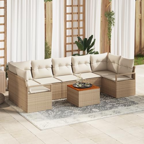 ZQQLVOO 8-TLG. Garten-Sofagarnitur mit Kissen Beige Poly Rattan Akazie 使用逗号” for 室内 ZQQLVOO 8-TLG. Garten-Sofagarnitur mit Kissen Beige Poly Rattan Akazie 使用逗号” for 室内 von ZQQLVOO