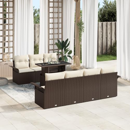 ZQQLVOO 8-TLG. Garten-Sofagarnitur mit Kissen Braun Poly Rattan “区分 for 卧室 von ZQQLVOO