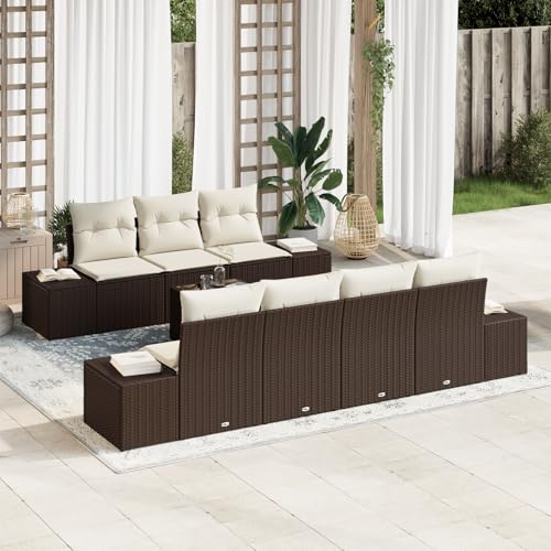 ZQQLVOO 8-TLG. Garten-Sofagarnitur mit Kissen Braun Poly Rattan 使用逗号” for 室外 von ZQQLVOO
