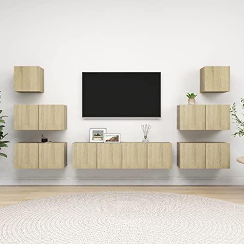 ZQQLVOO 8-TLG. TV-Schrank-Set Sonoma-Eiche Holzwerkstoff Sideboard hängend Fernseher kommode tv ständer tv Cabinet von ZQQLVOO