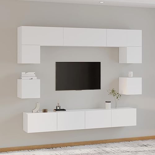 ZQQLVOO 8-TLG. TV-Schrank-Set Weiß Holzwerkstoff Modulares Würfelregal aus Massivholz, Wandregal mit rustikaler Oberfläche für stilvolle Aufbewahrung. ZQQLVOO 8-TLG. TV-Schrank-Set Weiß Holzwerkstoff Modulares Würfelregal aus Massivholz, Wandregal mit rustikaler Oberfläche für stilvolle Aufbewahrung. von ZQQLVOO