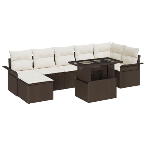 ZQQLVOO 8-teilige Garten Sofa Set mit Kissen Braun Poly Rattan “区分 for 室内 von ZQQLVOO