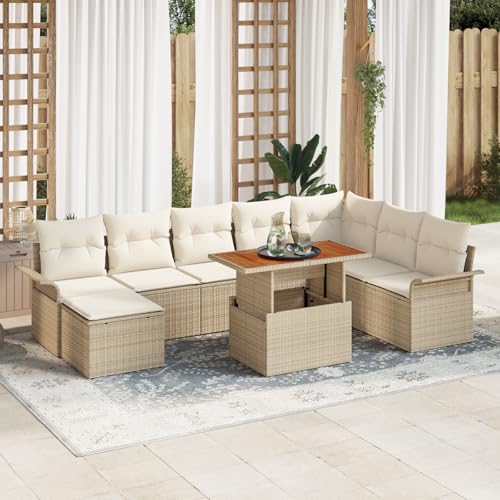 ZQQLVOO 9-TLG. Garten-Essgruppe mit Kissen Beige Poly Rattan Akazie “区分 for 办公室 ZQQLVOO 9-TLG. Garten-Essgruppe mit Kissen Beige Poly Rattan Akazie “区分 for 办公室 von ZQQLVOO