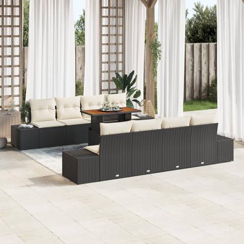 ZQQLVOO 9-TLG. Garten-Essgruppe mit Kissen Schwarz Poly Rattan Akazie “区分 for 室外 ZQQLVOO 9-TLG. Garten-Essgruppe mit Kissen Schwarz Poly Rattan Akazie “区分 for 室外 von ZQQLVOO