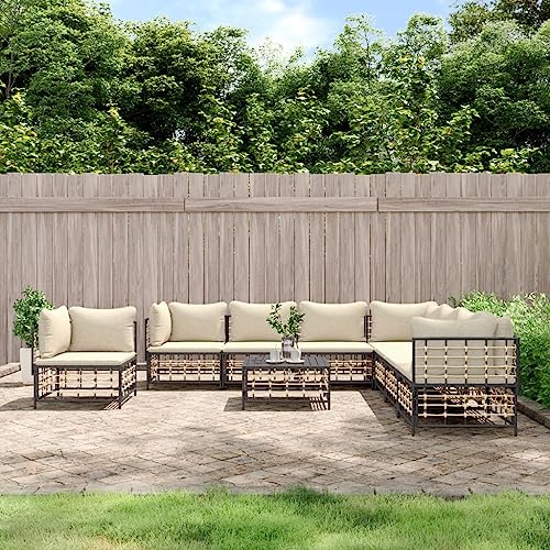 ZQQLVOO 9-TLG. Garten-Lounge-Set mit Kissen Anthrazit Poly Rattan “区分 for 室内 ZQQLVOO 9-TLG. Garten-Lounge-Set mit Kissen Anthrazit Poly Rattan “区分 for 室内 von ZQQLVOO