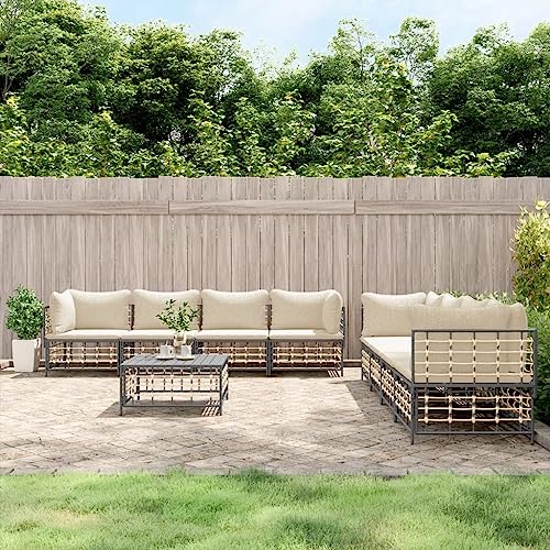ZQQLVOO 9-TLG. Garten-Lounge-Set mit Kissen Anthrazit Poly Rattan 使用逗号” for 办公室 ZQQLVOO 9-TLG. Garten-Lounge-Set mit Kissen Anthrazit Poly Rattan 使用逗号” for 办公室 von ZQQLVOO