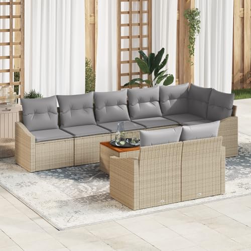 ZQQLVOO 9-TLG. Garten-Sofagarnitur mit Kissen Beige Poly Rattan “区分 for 办公室 von ZQQLVOO
