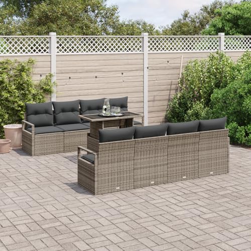 ZQQLVOO 9-TLG. Garten-Sofagarnitur mit Kissen Grau Poly Rattan 使用逗号” for 办公室 von ZQQLVOO