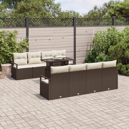 ZQQLVOO 9-teiliges Garten Sofa Set mit Kissen Braun Poly Rattan “区分 for 室外 von ZQQLVOO