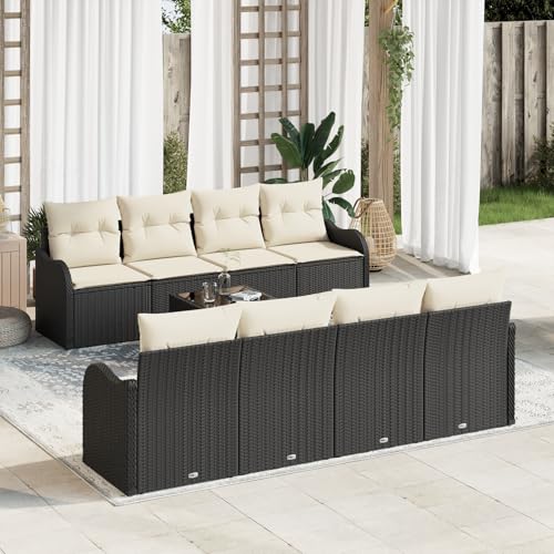 ZQQLVOO 9-teiliges Garten Sofa Set mit Kissen Schwarz Poly Rattan “区分 for 室内 von ZQQLVOO