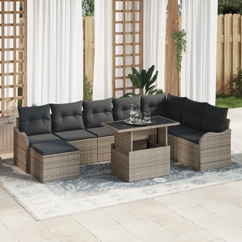 ZQQLVOO 9-teiliges Garten Sofaset mit Kissen Grau Poly Rattan “区分 for 办公室 ZQQLVOO 9-teiliges Garten Sofaset mit Kissen Grau Poly Rattan “区分 for 办公室 von ZQQLVOO