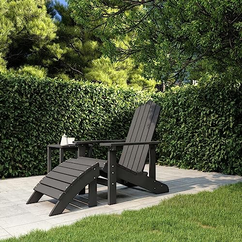 ZQQLVOO Adirondack-Gartenstuhl mit Fußteil HDPE Anthrazit Outdoor-Stühle Sitzmöbel für den Garten for Patio Balcony von ZQQLVOO