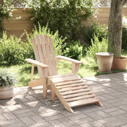 ZQQLVOO Adirondack-Stuhl mit Fußstütze Massivholz Tanne Gartenbestuhlung Sitzmöbel für den Garten for Garden Deck von ZQQLVOO