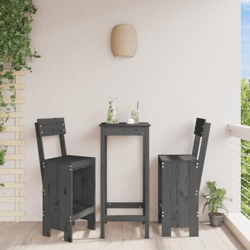 ZQQLVOO Barhocker 2 STK. Grau 40x48,5x115,5 cm Massivholz Kiefer Outdoor-Stühle Sitzmöbel für den Garten for Lawn Balcony von ZQQLVOO