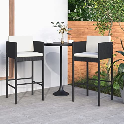 ZQQLVOO Barhocker 2 STK. mit Kissen Schwarz Poly Rattan Balkonstühle Outdoor-Stühle for Lawn Outdoor ZQQLVOO Barhocker 2 STK. mit Kissen Schwarz Poly Rattan Balkonstühle Outdoor-Stühle for Lawn Outdoor von ZQQLVOO