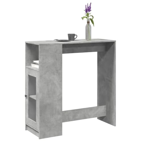 ZQQLVOO Bartisch mit Regal Betongrau Esszimmertisch Mahlzeitentisch für Küche 101x40x103,5 cm Holzwerkstoff von ZQQLVOO
