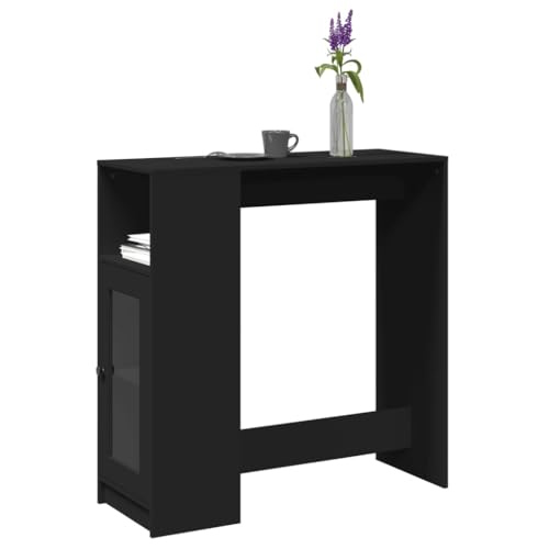 ZQQLVOO Bartisch mit Regal Schwarz Dinner Table Esszimmer für Restaurant 101x40x103,5 cm Holzwerkstoff von ZQQLVOO