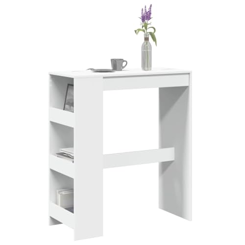 ZQQLVOO Bartisch mit Regal Weiß Esszimmertisch Speisetisch für Küche 90x40x103,5 cm Holzwerkstoff ZQQLVOO Bartisch mit Regal Weiß Esszimmertisch Speisetisch für Küche 90x40x103,5 cm Holzwerkstoff von ZQQLVOO