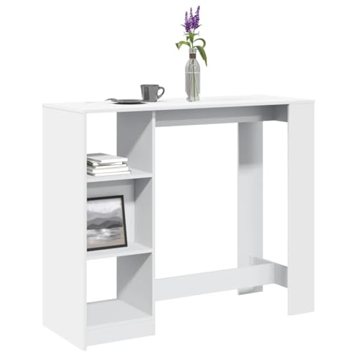 ZQQLVOO Bartisch mit Regal Weiß Tisch für Küche Speisetisch für Restaurant 124x46x103,5 cm Holzwerkstoff ZQQLVOO Bartisch mit Regal Weiß Tisch für Küche Speisetisch für Restaurant 124x46x103,5 cm Holzwerkstoff von ZQQLVOO
