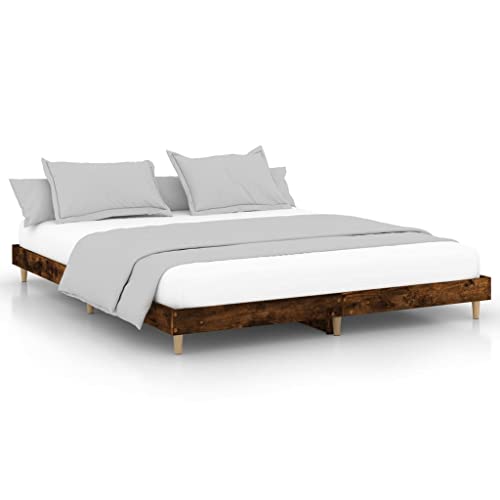 ZQQLVOO Bed Frame Lattenrost Palettenbett Bodenbett Bettgestell Räuchereiche 120x200 cm Holzwerkstoff von ZQQLVOO