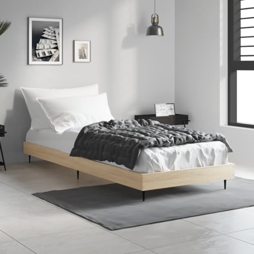 ZQQLVOO Bed Frame Lattenrost Palettenbett Bodenbett Bettgestell Sonoma-Eiche 75x190 cm Holzwerkstoff von ZQQLVOO
