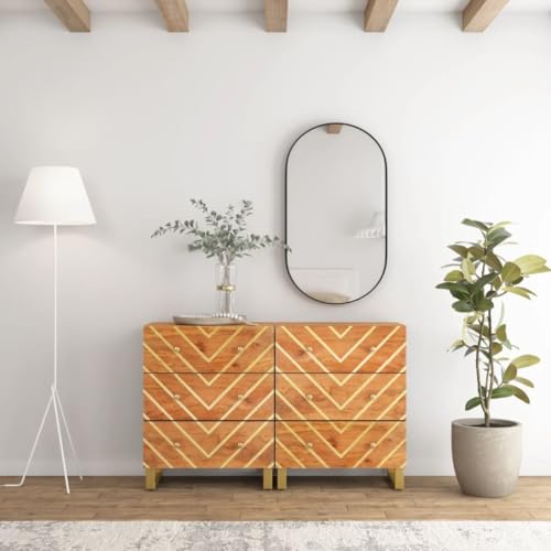 ZQQLVOO Beistellschränke 2 STK. Braun & Schwarz gartenschrank gartenschrank for Schlafzimmer Wohnzimmer 60x33,5x75 cm Mangoholz von ZQQLVOO